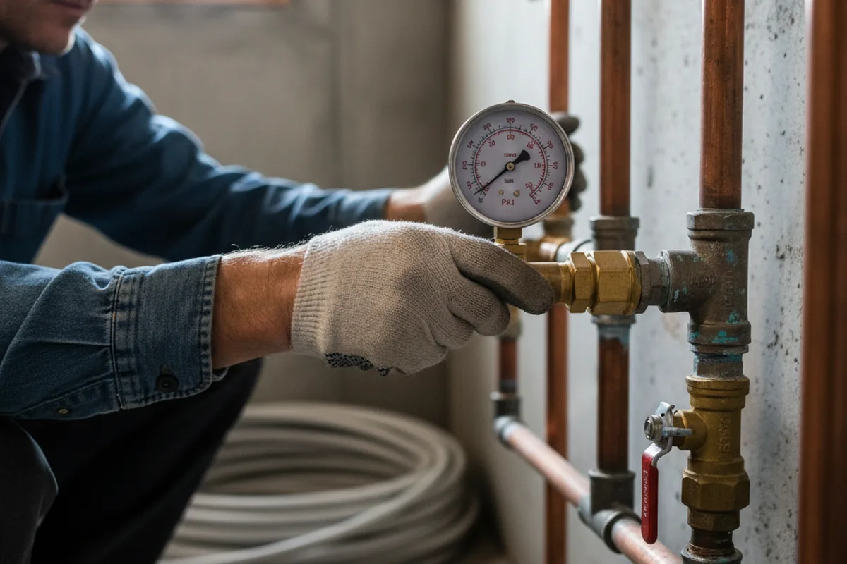 Pressure testing a repaired line during Water Line Repair in Dahlonega